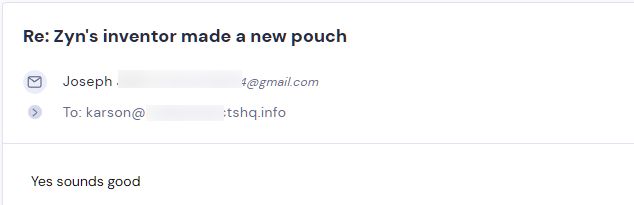 Retailer reply from Sesh Products